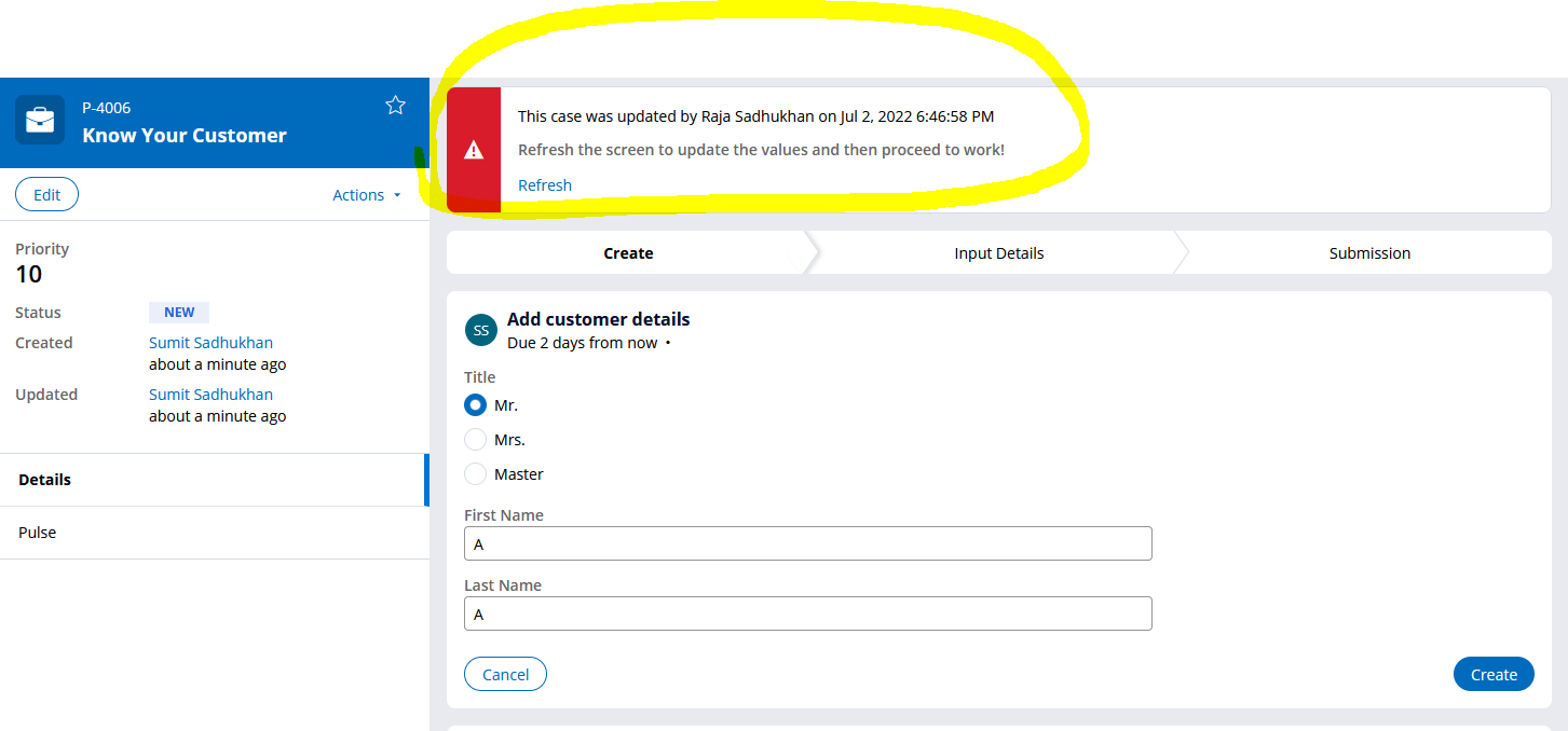 Getting Harness fail error in optimistic locking Support Center